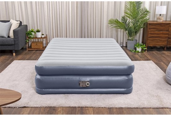 Bestway – Luchtbed – 2-Persoons – 152×203×51 cm – Grijs – Met Ingebouwde Elektrische Pomp – Incl. 3-in-1 Opbergzak - 2-persoons Luchtbed - Luchtbed Met Pomp - Binnen Gebruik - Slaapcomfort - Stabiliteit — afbeelding 3