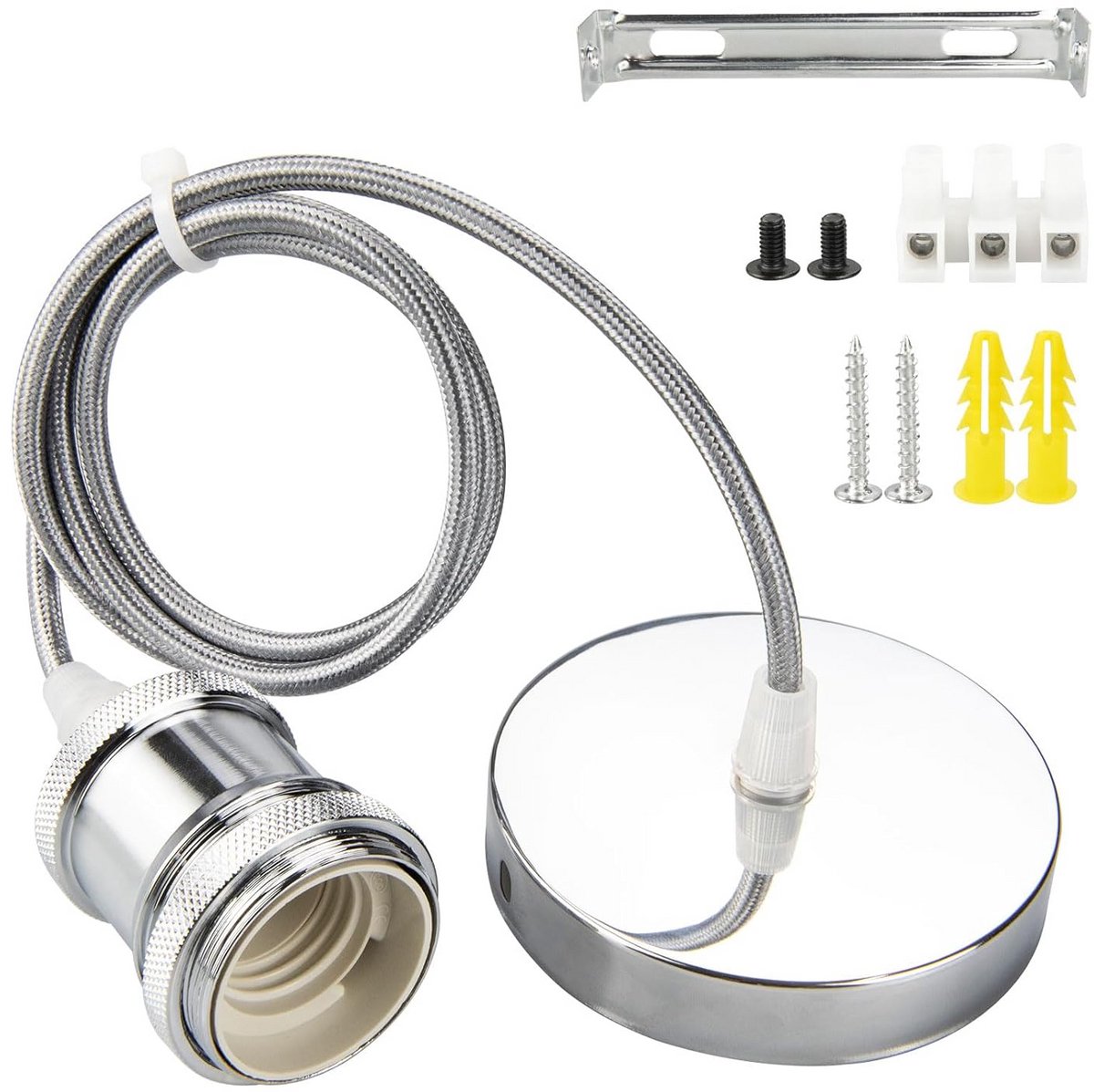 Verstelbare Zilveren Plafondlamp met E27 Fitting en 1 Meter Twist-Kabel
