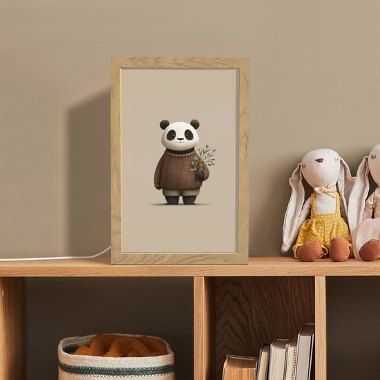 Nachtlampje 20x30 cm - Kinder lampje - Panda - Blauwe bloemen - Zachtheid - Tafellamp kinderkamer - Slaapkamer lamp - Bedlamp kinderen - Kinderlampje stopcontact - Wandlamp babykamer - Nachtlampjes van OnlyWow — afbeelding 3