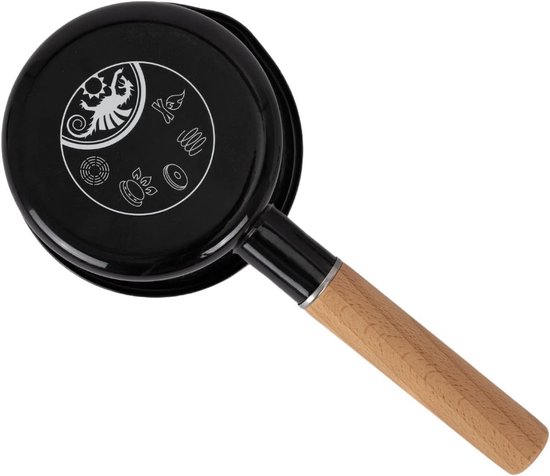 Kleine Emaille Steelpan Zwart 0.5 Liter Ideaal voor Camping en Buiten Koken — afbeelding 4