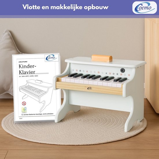 Foto: Coemo kinderpiano speelgoed muziekinstrument keyboard voor kinderen hout wit 42x25x29 cm