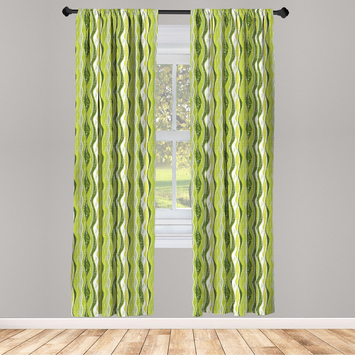 ABAKUHAUS Gestreifte Voorhangen – 2x75x245 cm – Groen
