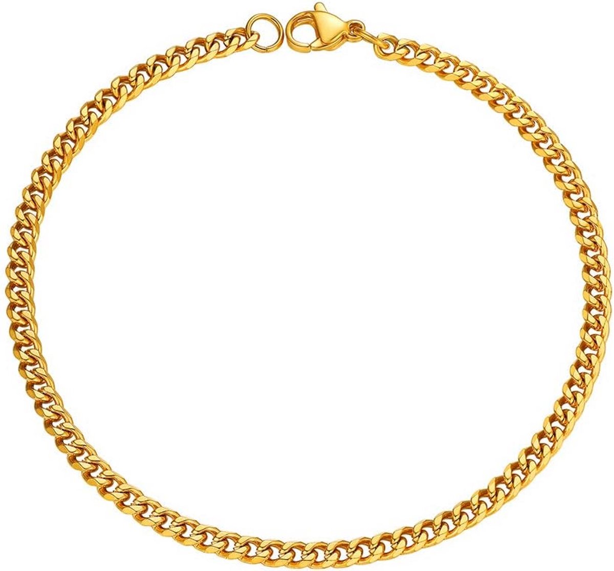 Heren en Dames Armband RVS in Cuba Stijl - Fijne of Brede schakelketting - Zilver, Zwart of Goud - Verschillende Maten