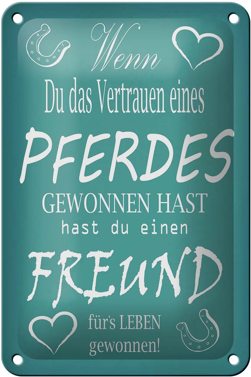 Blechschild Spruch 12x18cm Wenn du Vertrauen eines Pferd