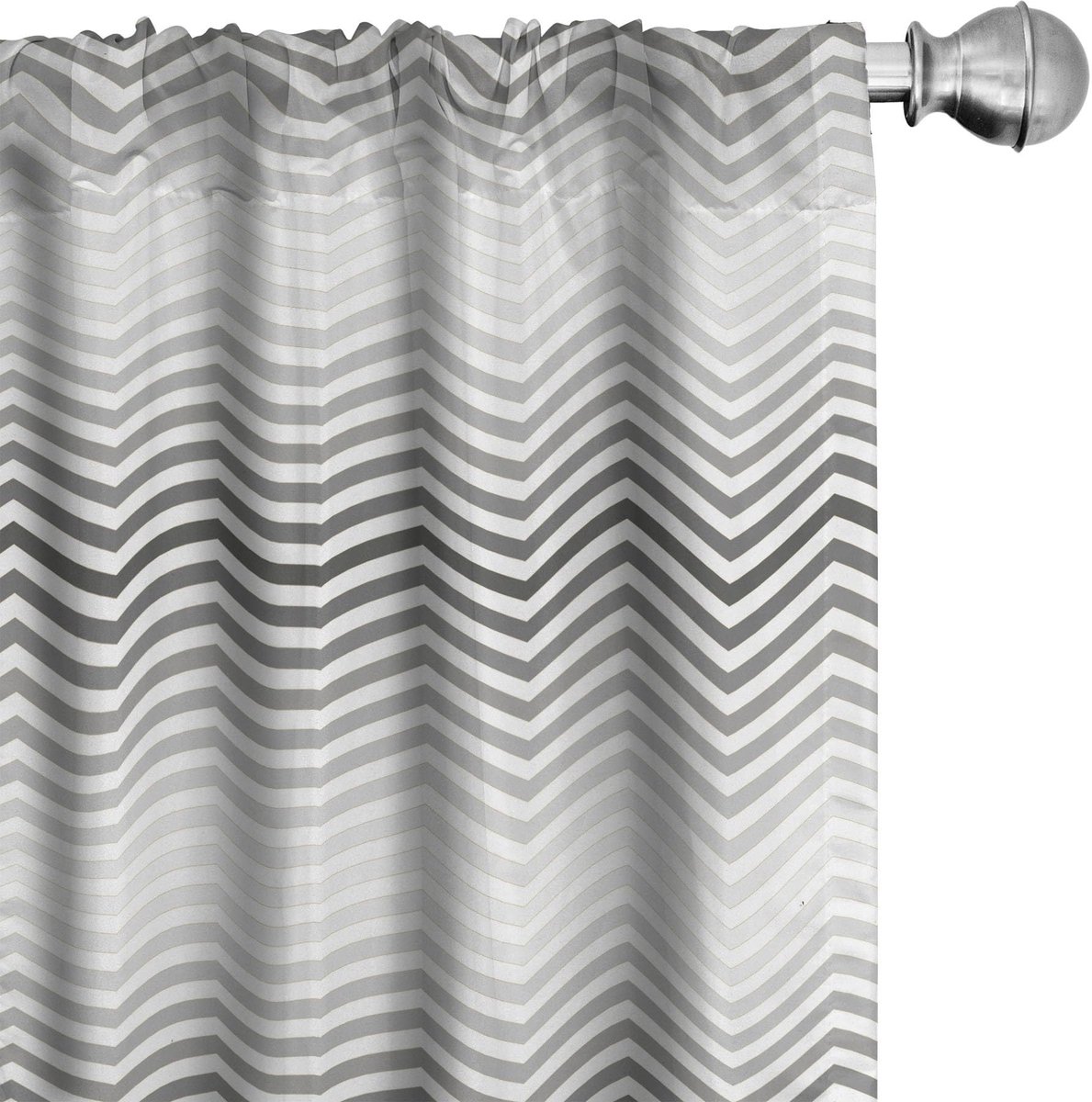 ABAKUHAUS Grijze Chevron-gordijnen – 2x75x245 cm – microvezel – Licht verduisterend – Lichtgrijs-wit Pale Grau Weiß