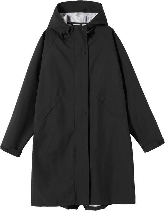 JMKEY Regenjas voor dames, waterdicht, lange capuchon, trenchcoat