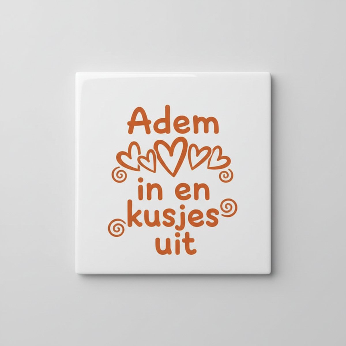Nevolis Adem In En Kusjes Uit Decoratieve Tegel – Positieve Liefde Tekst Wanddecoratie – Keramische Tegel 15 × 15 cm Multi Color