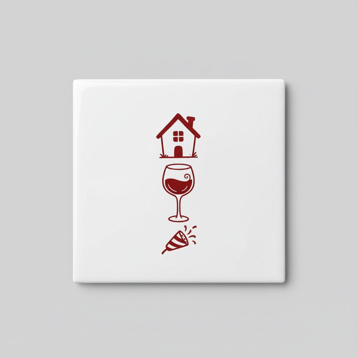 Huis Wijn Feest Iconen Keramische Tegel – Minimalistische Leuke Wanddecoratie voor Keuken 