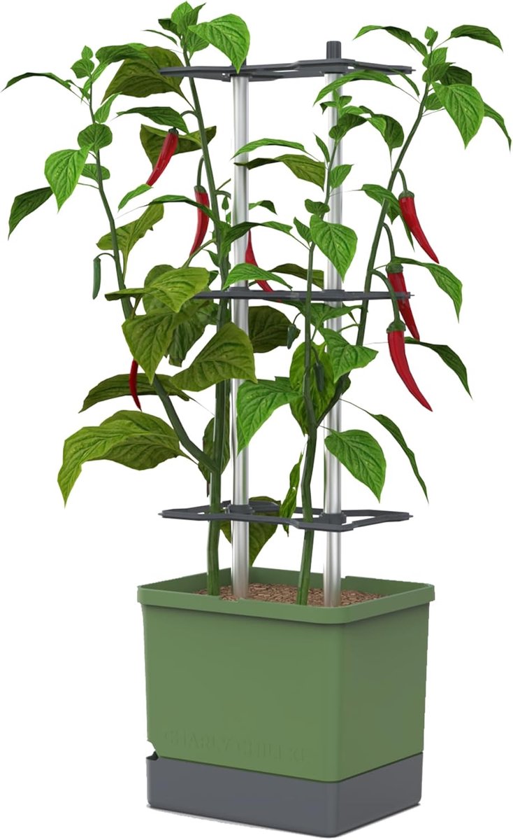 GUSTA GARDEN Charly Chili Chili Pot - Bloempot met trellis, bewateringssysteem en stevig frame