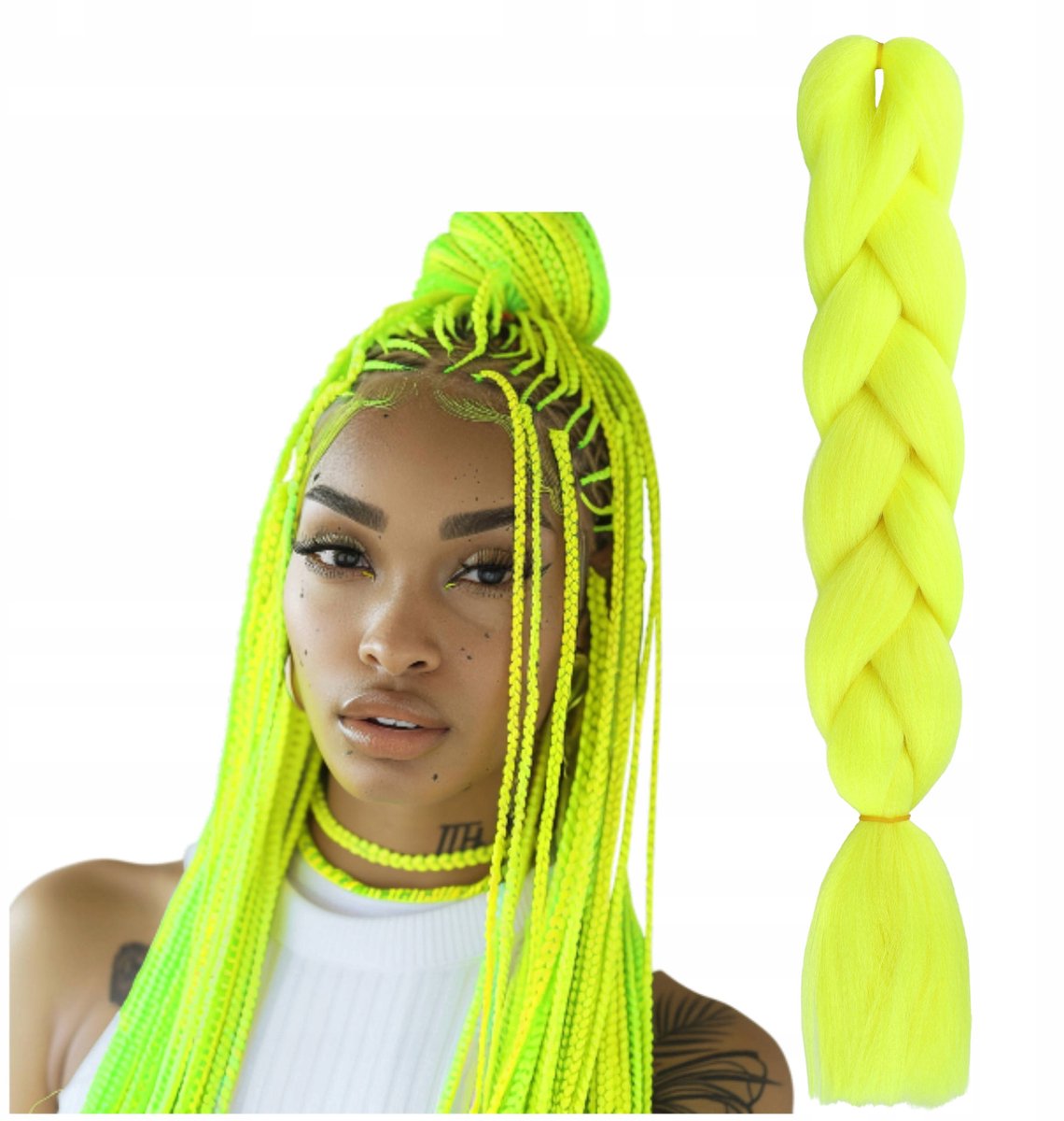 Poniks kleurrijk haar voor vlechten - kunstmatige vlechten haarstrengen - NEON 100g