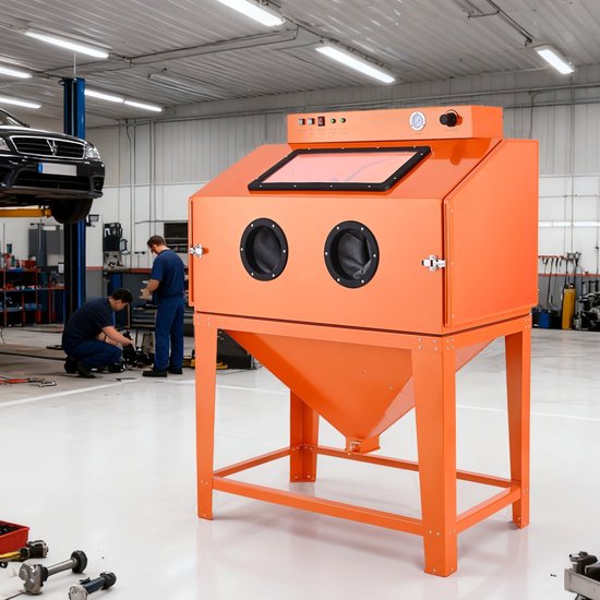 Zandstraalcabine - Zandstraalunit - Capaciteit 435 L - Straalmiddelreservoir 117 L - Twee Straalpistolen - Stofafzuiging 1,6 pk - Voor Grote Onderdelen - Roestverwijdering van Merkloos — afbeelding 5