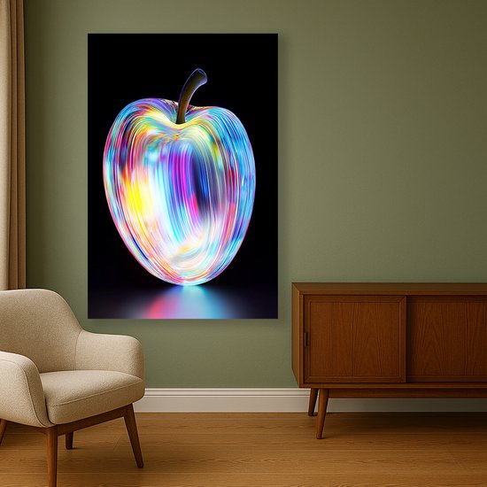 Lichtspoor appel – plexiglas – wandkunst – Glasschilderij – 70x105 cm