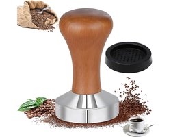 Koffietamper - Espresso stamper - Espresso bereiden - Roestvrijstalen basis - 51 mm - Houtkleur