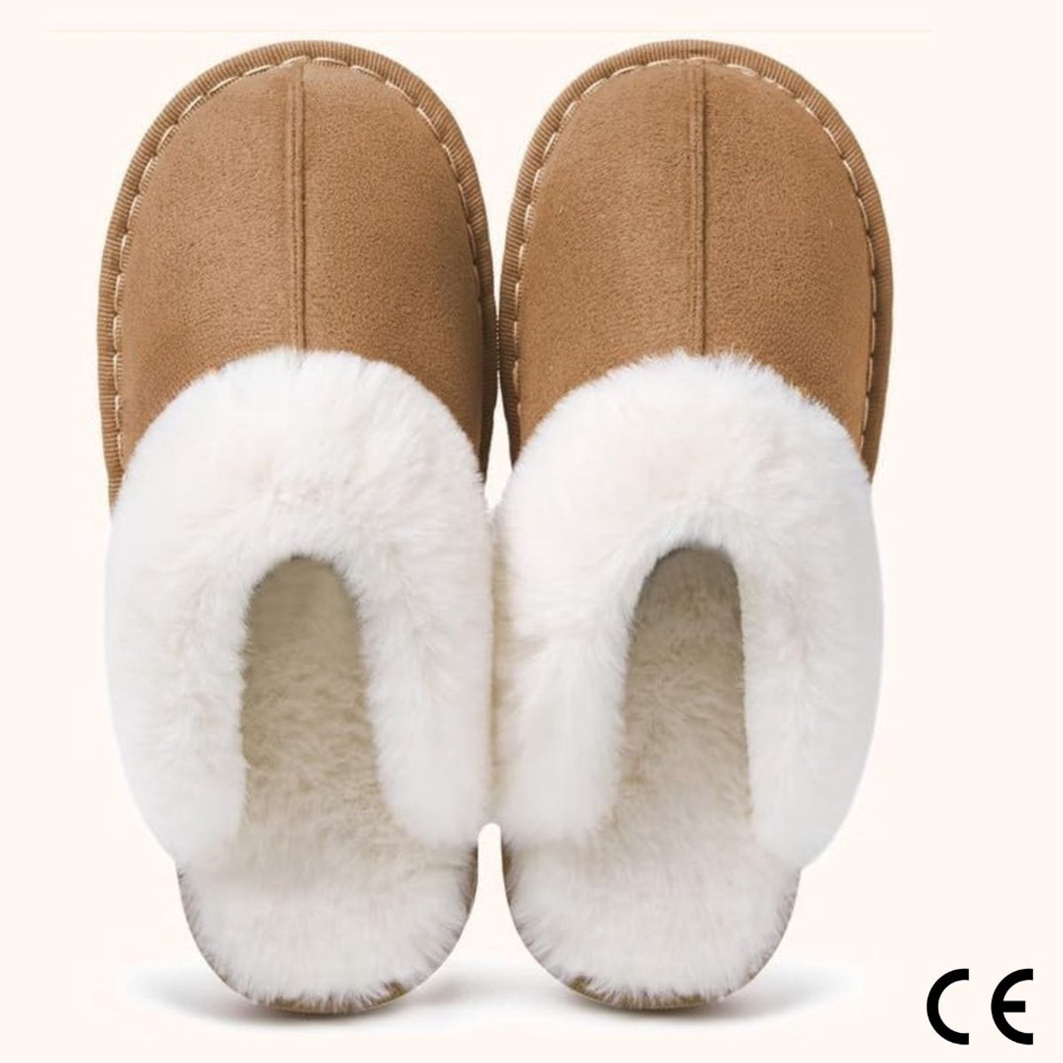 Damesslippers, warme winterslippers van imitatiebont, zachte platte pluche slippers, antislip, geschikt voor binnen en buiten - van superieure kwaliteit.