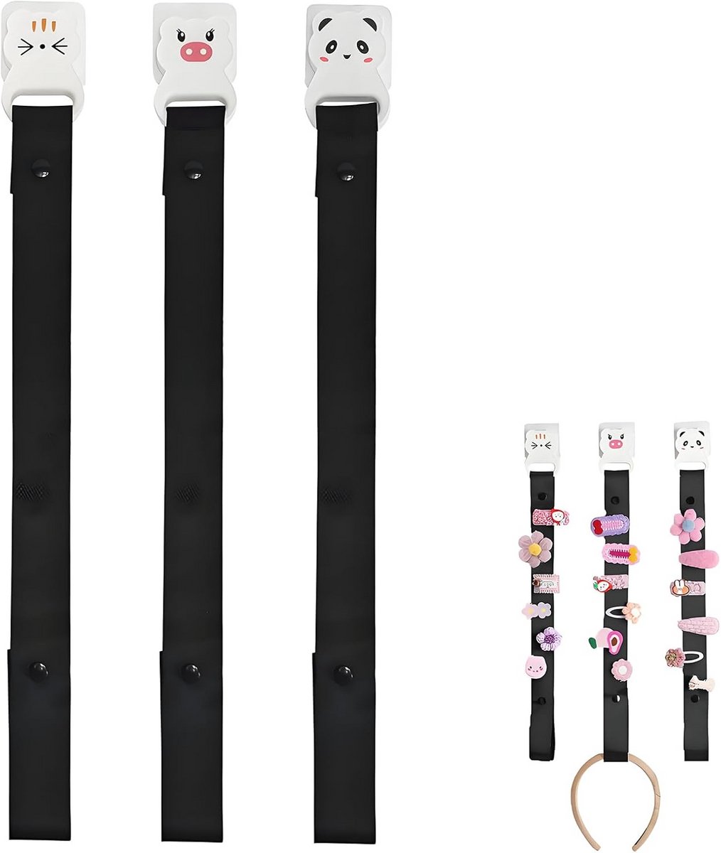 Set van 3 Haaraccessoire Houders met Dierenprint - Wandopslag voor Haarclips en Banden