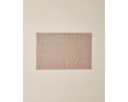 English Home Chequer 100% Katoen Voetmat/ Badmat 50x70 cm – Beigekleurig – Hoogwaardig Absorberend & Wasbaar