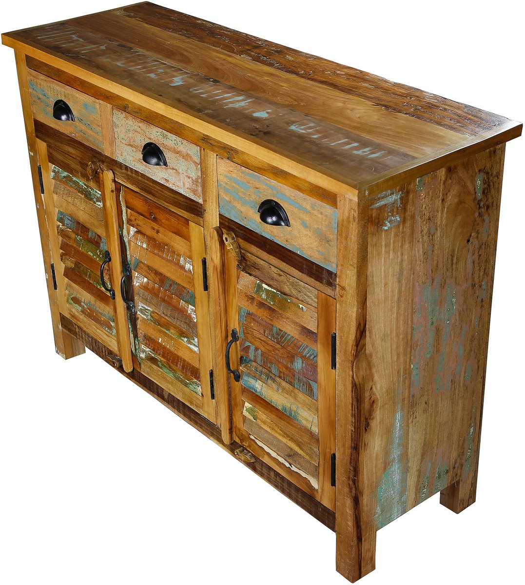 Highboard – Dressoir – hoge ladekast – massief hout – mangohout – vintage rustiek landelijk – woonkamer hal slaapkamer