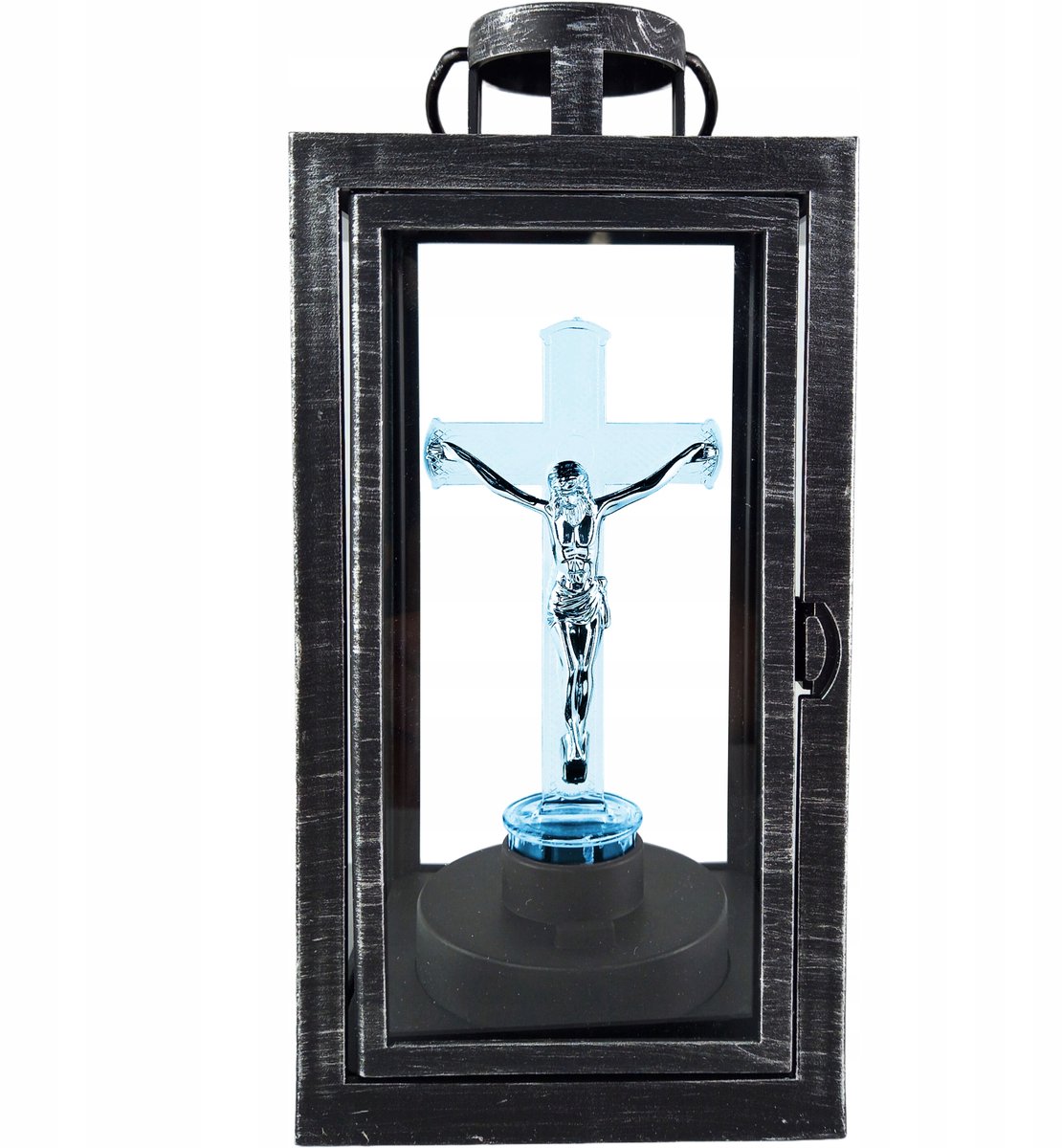 LED Decoratieve Lantaarn Cortina Zwart-Zilver 21cm met Kruis