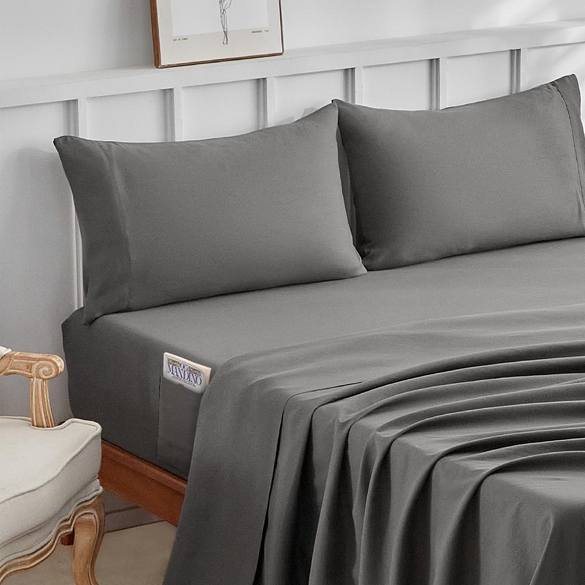 Unyqoos Compleet grijs beddengoed set met hoeslaken en kussenslopen van zacht polyester