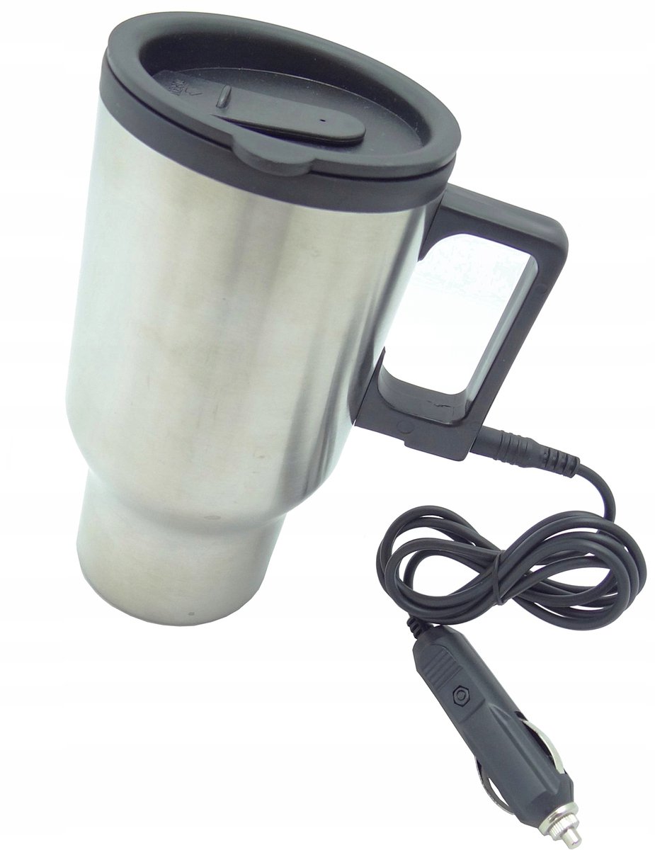 Merkloze 12V elektrische thermosbeker 400 ml - roestvrij staal en verwarming