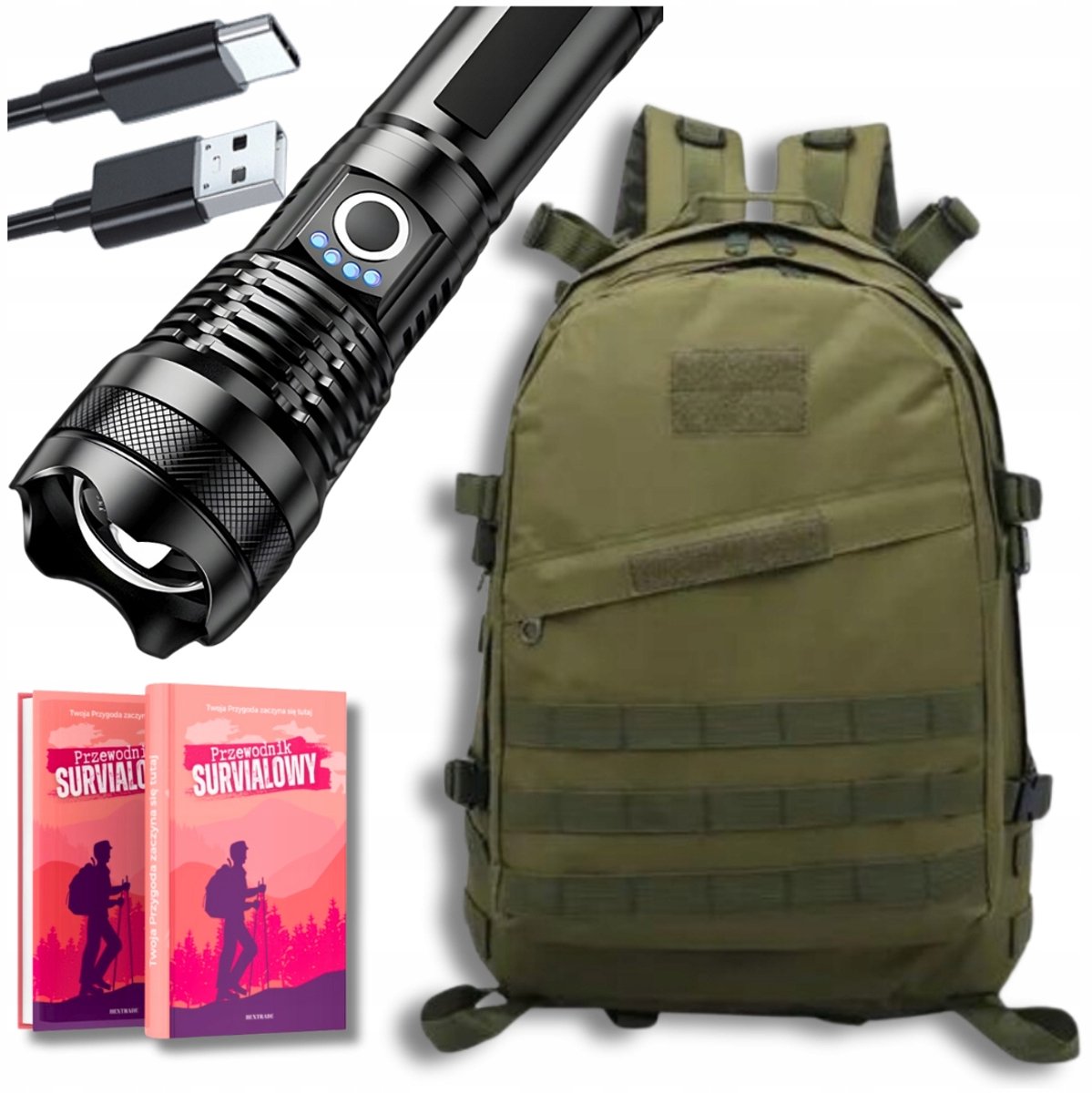 Merkloze Tactische Rugzak 30L Groen met Krachtige LED Zaklamp