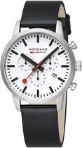 Mondaine MSD.41411.LBV Neo Heren Horloge - Stationsklok - Chronograaf - Saffierglas - Staal - Zilverkleurig/Zwart - 41 mm breed - Quartz - Gesp