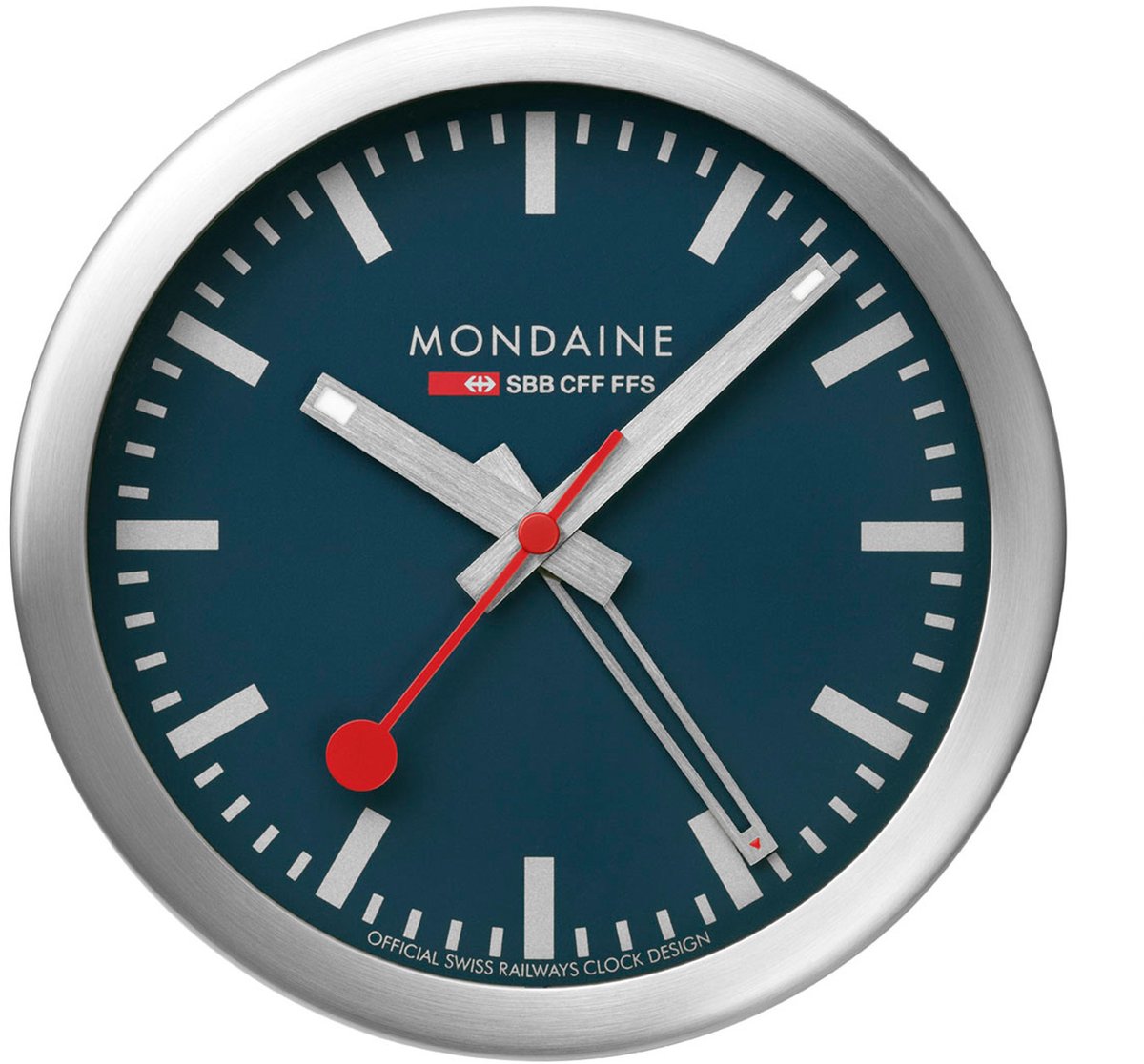 Mondaine M997.MCAL.46SBV Bureauklok - Stationsklok - Mineraalglas - Aluminium - Zilver - 12.5 cm lang - Quartz - 3 ATM (spatwater)