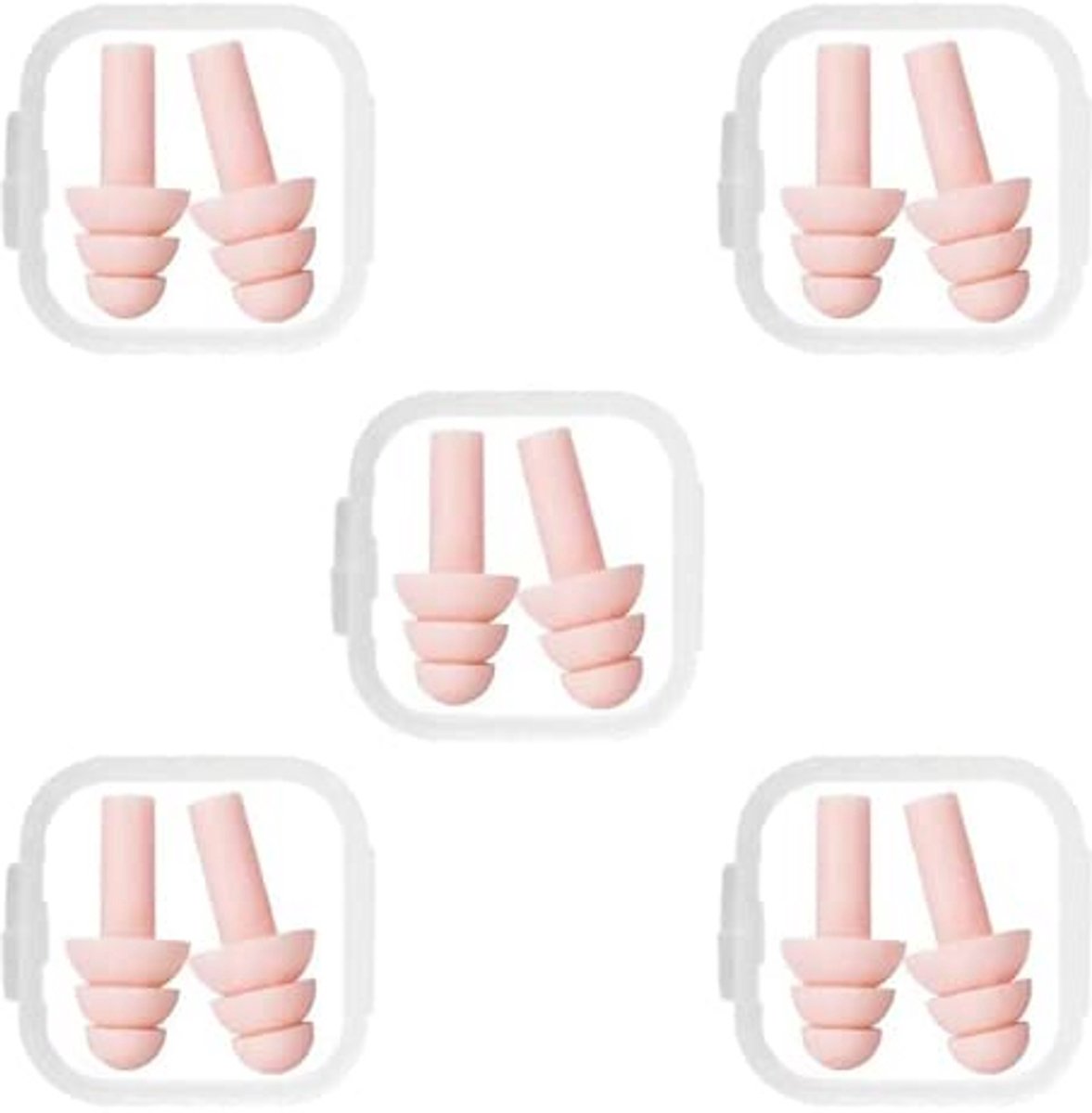 Zachte Silicone Oordopjes - 5 Paar Herbruikbare Oordopjes voor Slaap, Werk en Zwemmen