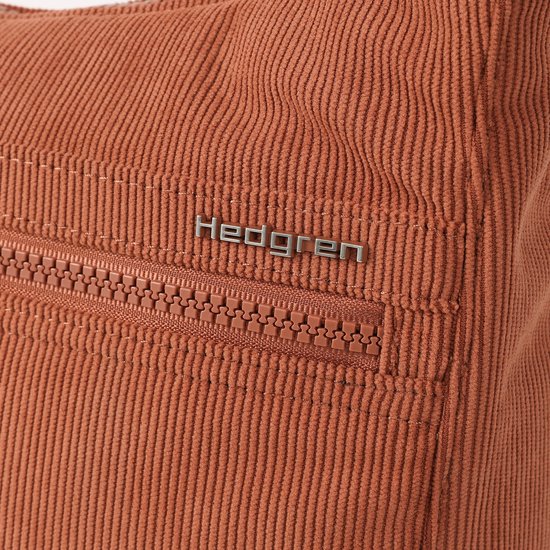 Hedgren Harpers Sac bandoulière femme avec protection RFID – Taille moyenne – Velours Redwood Burl