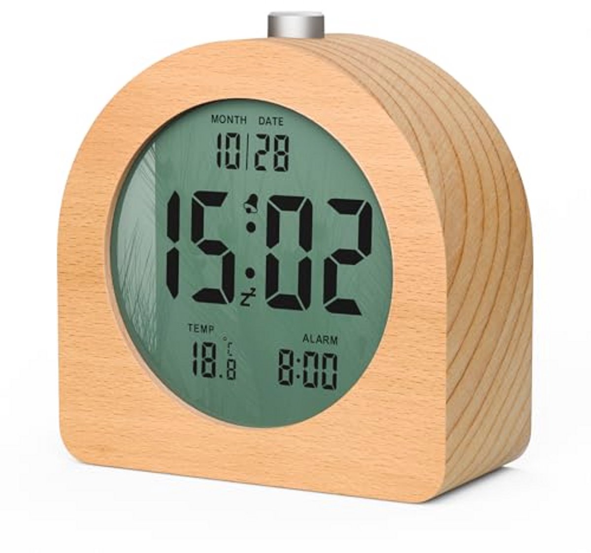 Digitale Houten Wekker met Temperatuur en Datum, Snooze Functie en Warm Licht