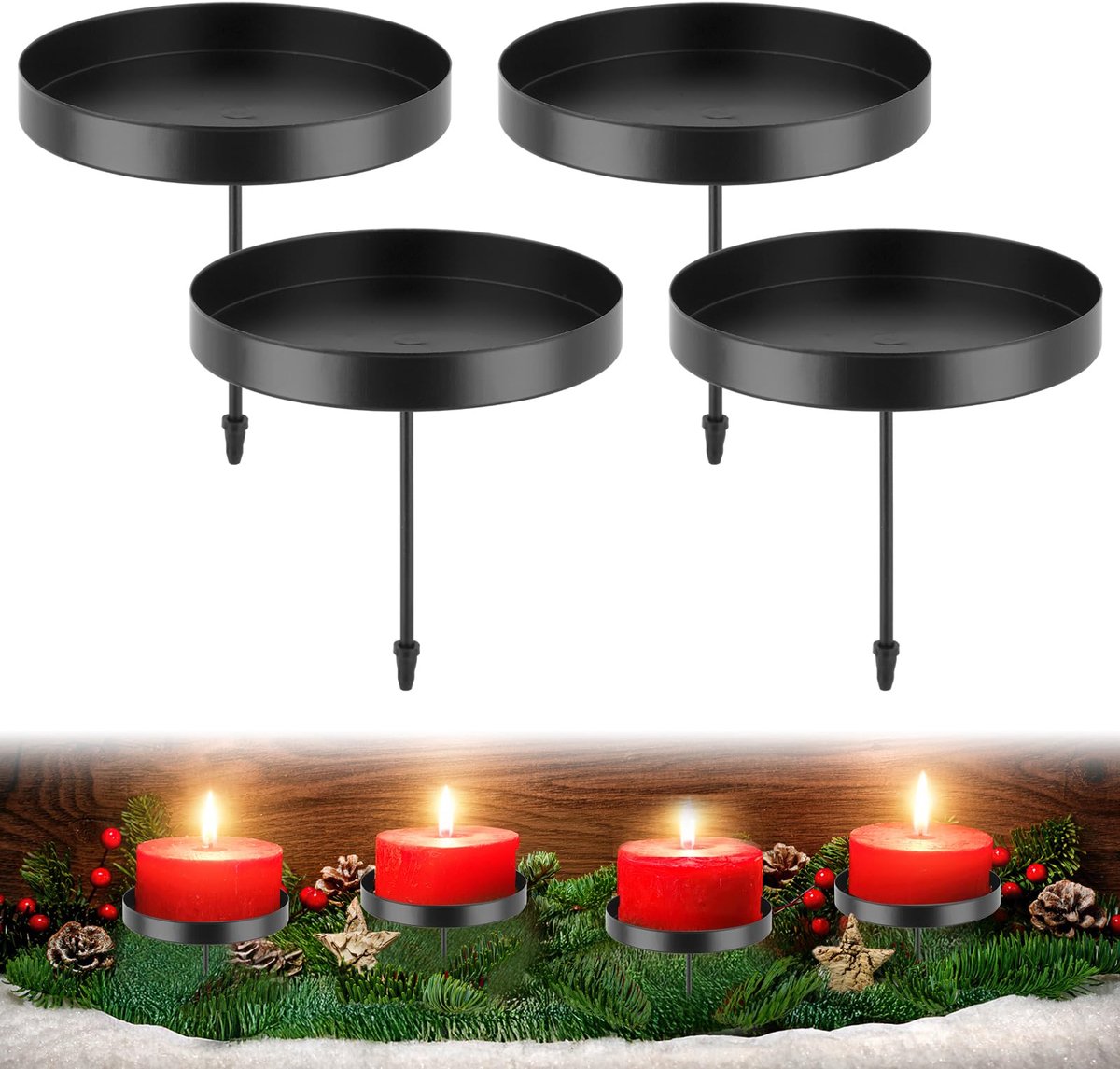 Unyqoos Elegante zwarte metalen kaarsenhouder set voor diverse feestelijke gelegenheden
