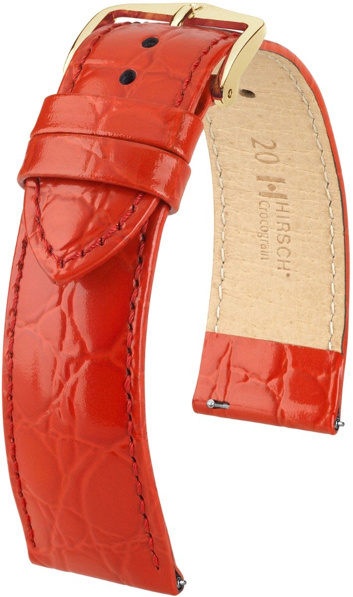 Hirsh Horlogeband Crocograin Rood - Leer - 14mm