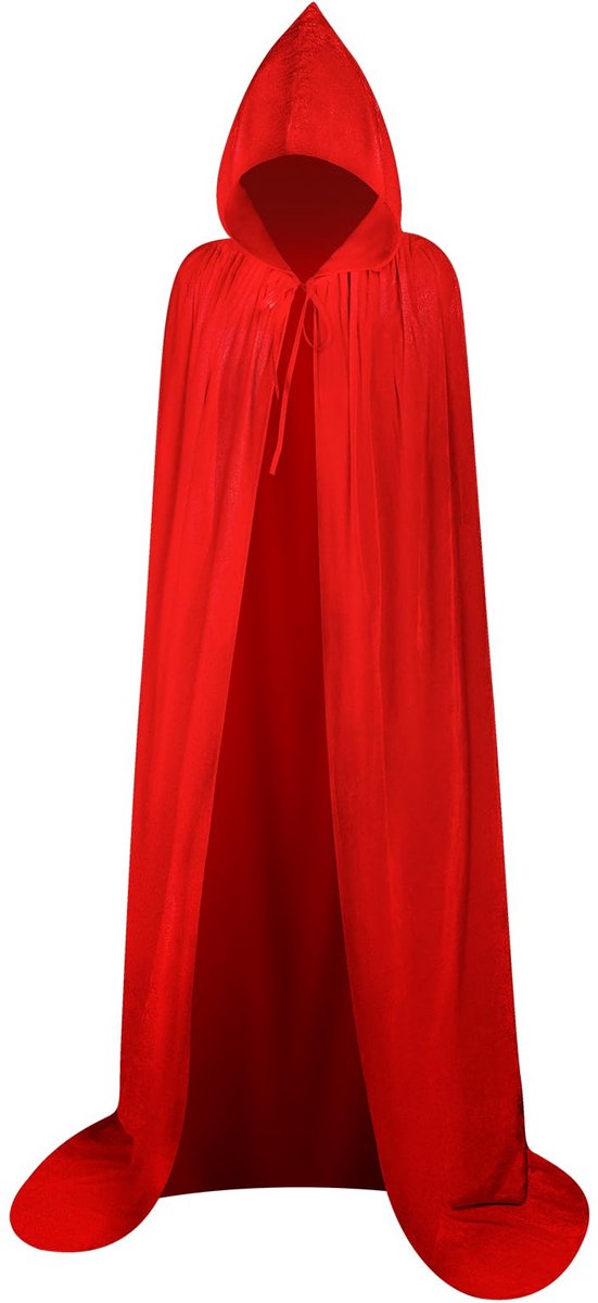 Halloweenmantel - 150 cm - Capuchon met rode capuchon - Dames Heren Kinderen