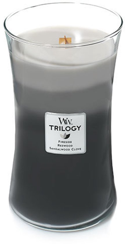 WoodWick Hourglass Trilogy Large Geurkaars - Warm Woods - 130 branduren