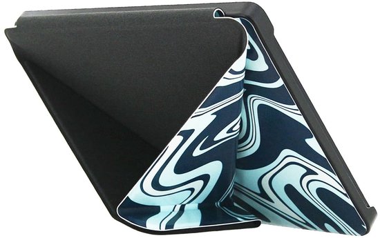 Origami Sleepcover Geschikt voor Kobo Libra 2 Hoes Abstract Petroleum kleuren * - ereader hoesje - cover van Origami — afbeelding 2