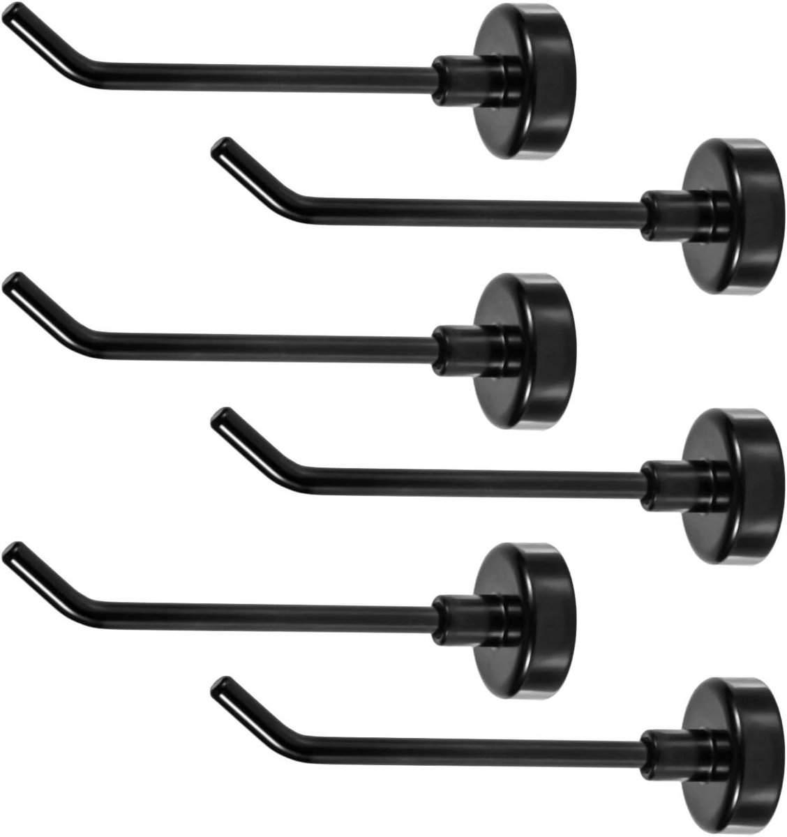 6 Pack Magnetische Haken voor Garage Keuken Koelkast - Sterke Magneethaken tot 1 kg - 7,1 cm Lang - Robuust en Handig - Zwart