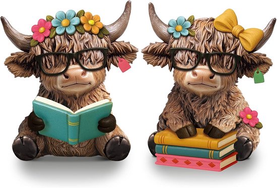 100 stuks Mini Highland Koe Beeldjes - Bulk Miniatuur Hars Koe