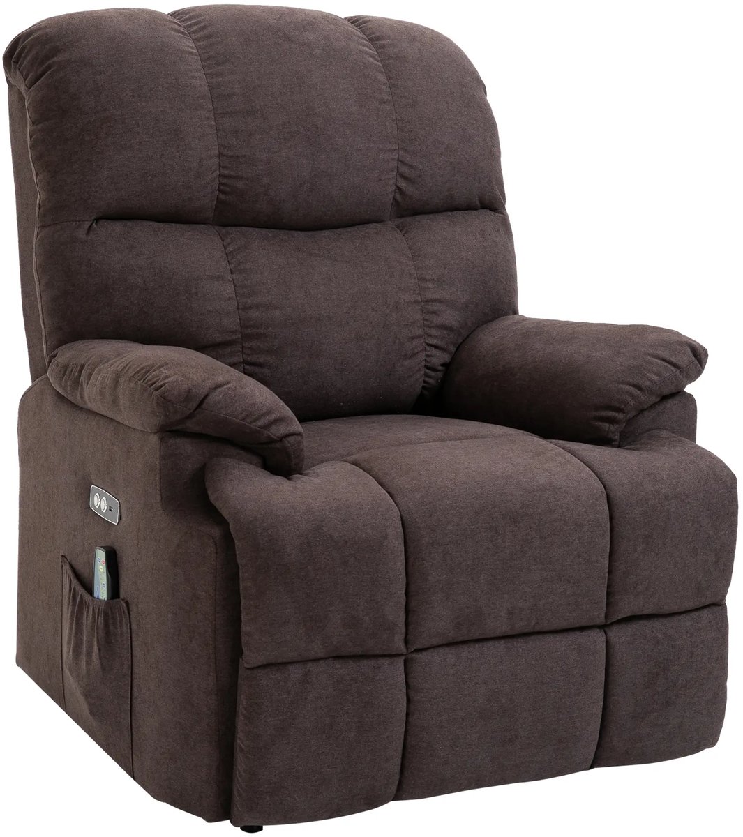GranMaison Massagestoel - Relaxfauteuil - Zetel - Sta op stoel elektrisch - 1 persoons - stof - Met armleuning - Zeer comfortabel - Elektrisch - Bruin