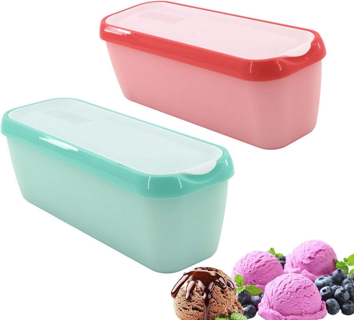Set van 2 IJskommen - 1.5 L - BPA-vrij Plastic voor Opslag en Bereiding van IJsroom