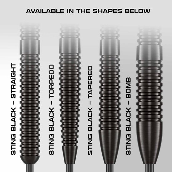 KOTO - Sting Black Bomb - 90% Tungsten - Dartpijlen - 24 Gram - Zwart - Steeldarts van KOTO — afbeelding 2