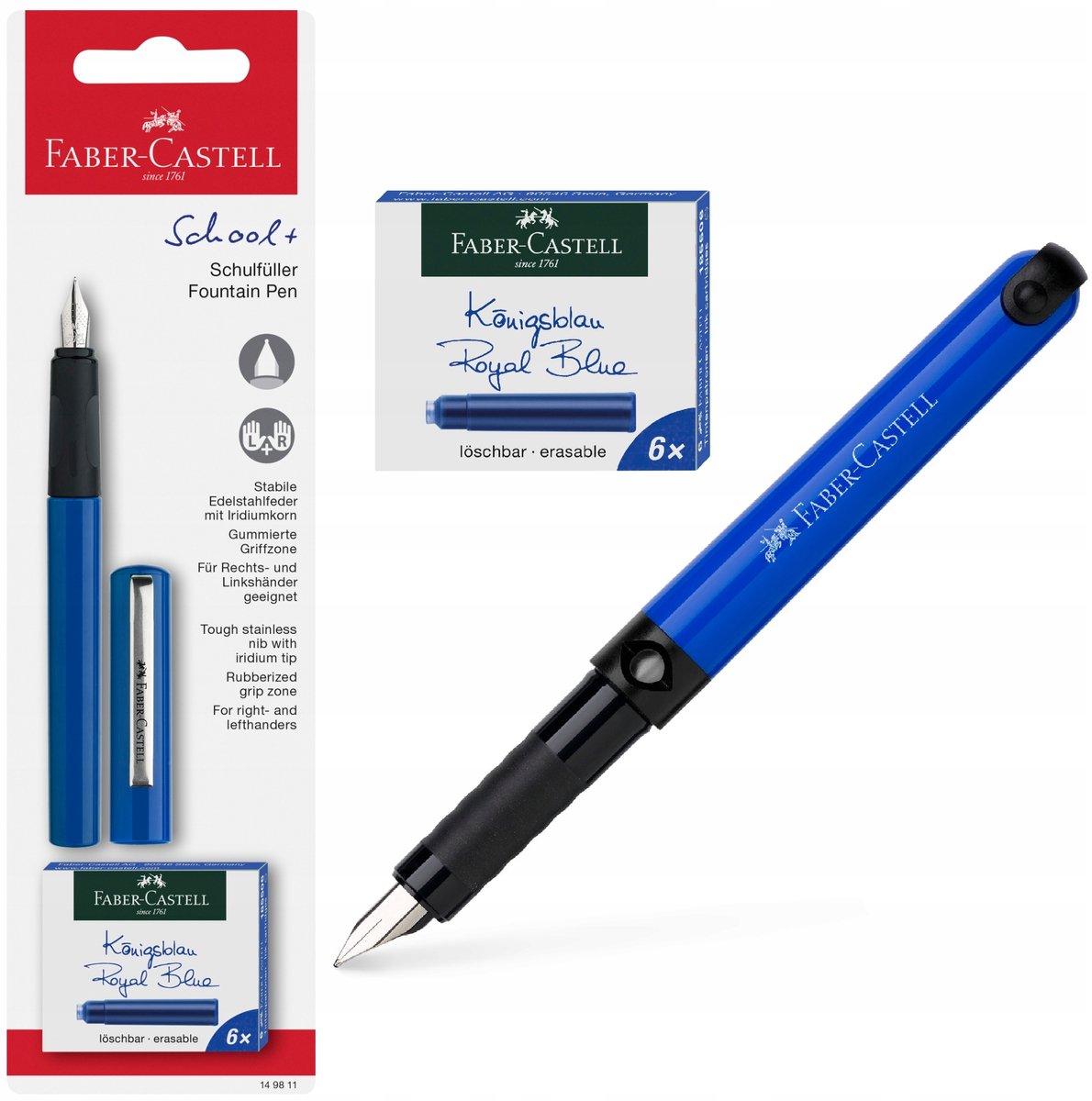 Faber-Castell School+ Vulpen Blauw met Patronen
