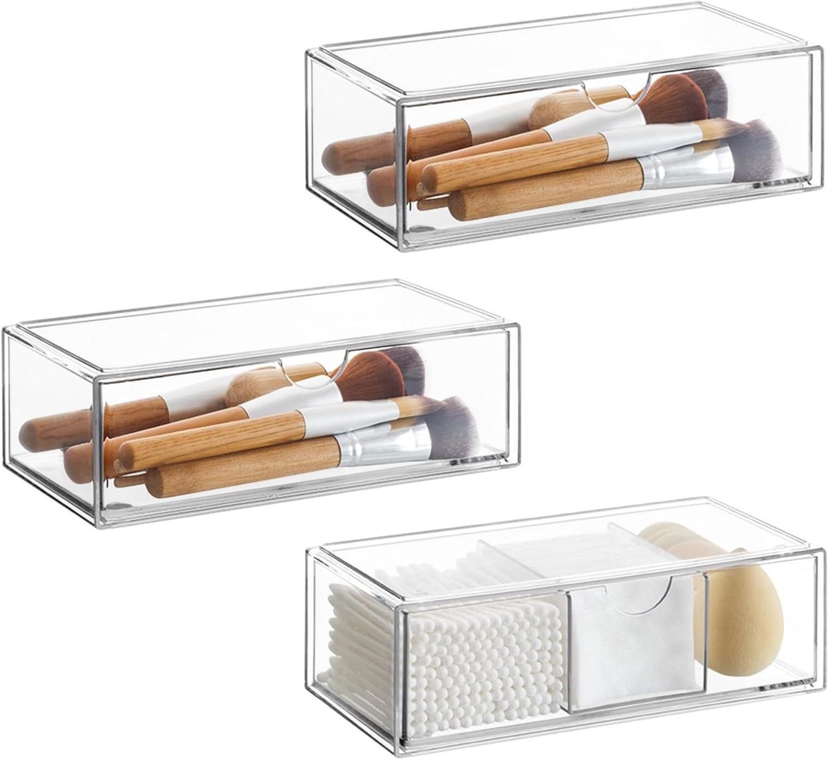 CSGoods - Lade-organizer met laden voor badkamer make-up - Transparante make-uptafelorganizer voor commode, wastafel en spiegelkast
