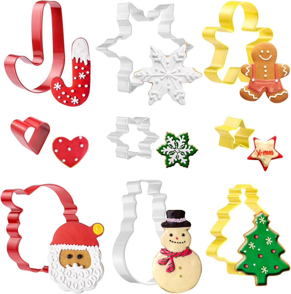 9-Piece Cookie Cutters - Stainless Steel - Kleurrijke Set - Fondant - Cake Decoraties