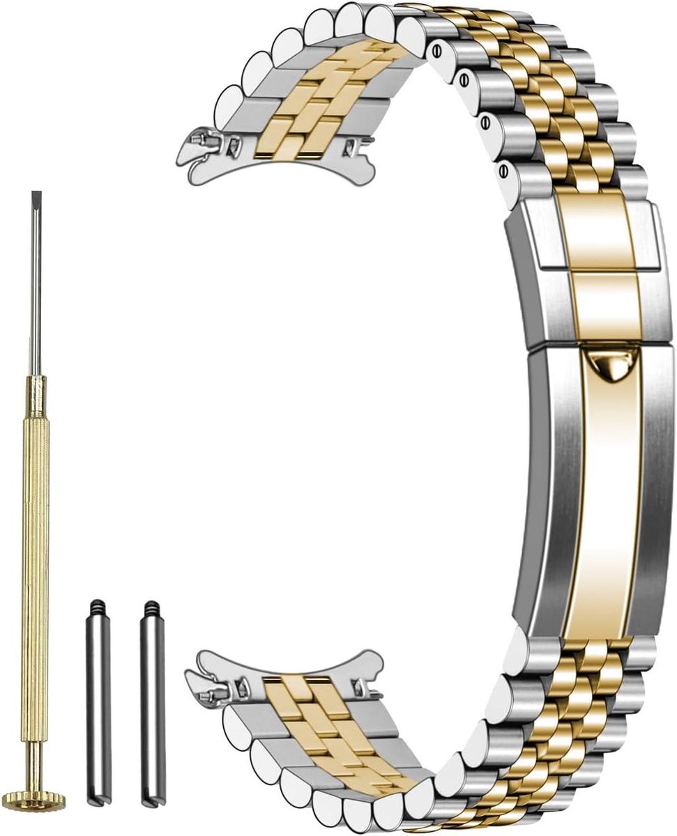 Nordivar - Roestvrijstalen horlogeband 20 mm 22 mm | Voor mannen en vrouwen | Klassieke gebogen metalen band met oestergesp