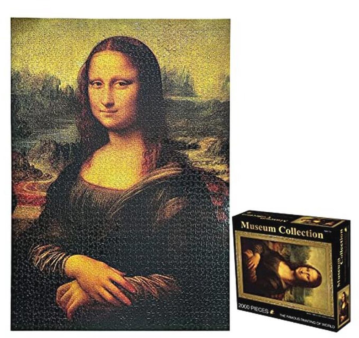 Puzzel voor Volwassenen - 2000 Stukken - Mona Lisa - Museumcollectie - 70 x 100 cm - Stressvermindering