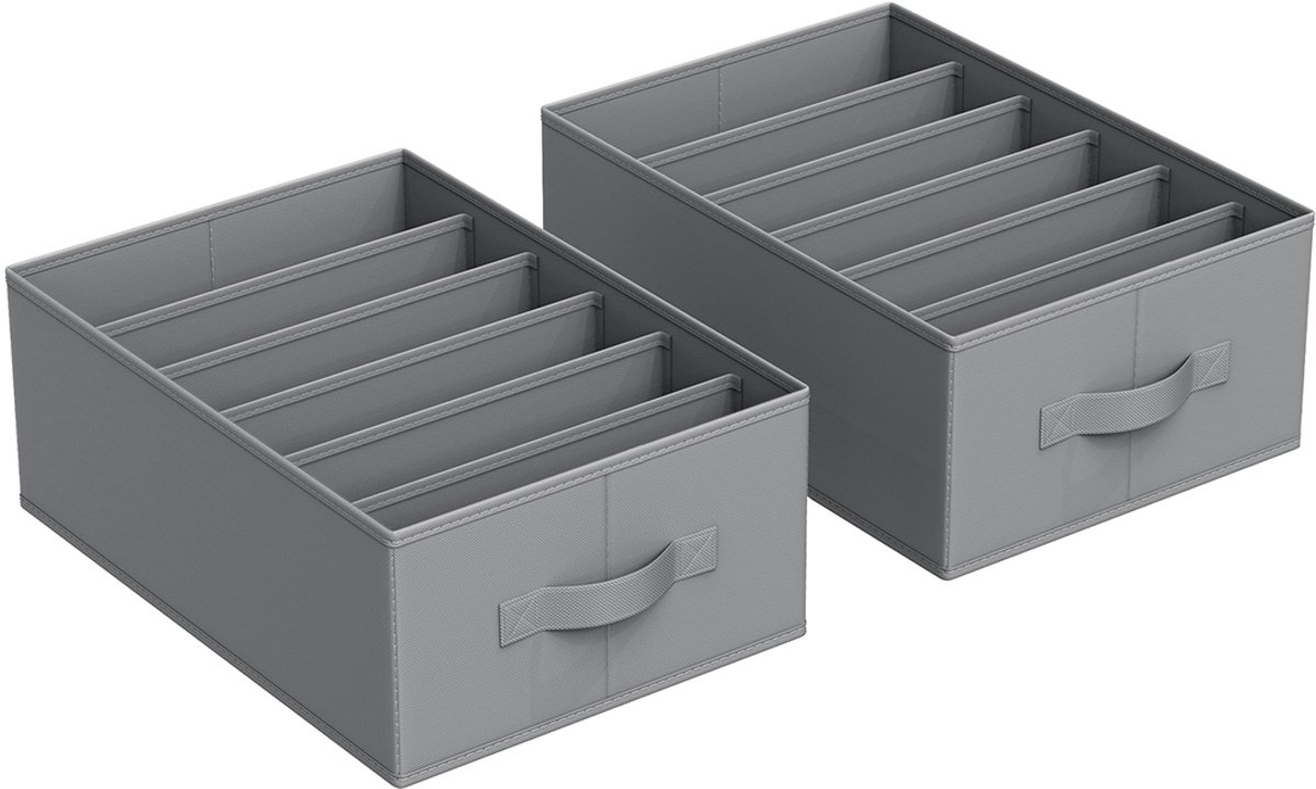 Kledingkast organizer – 6 compartimenten – Set van 2 – Duifgrijs