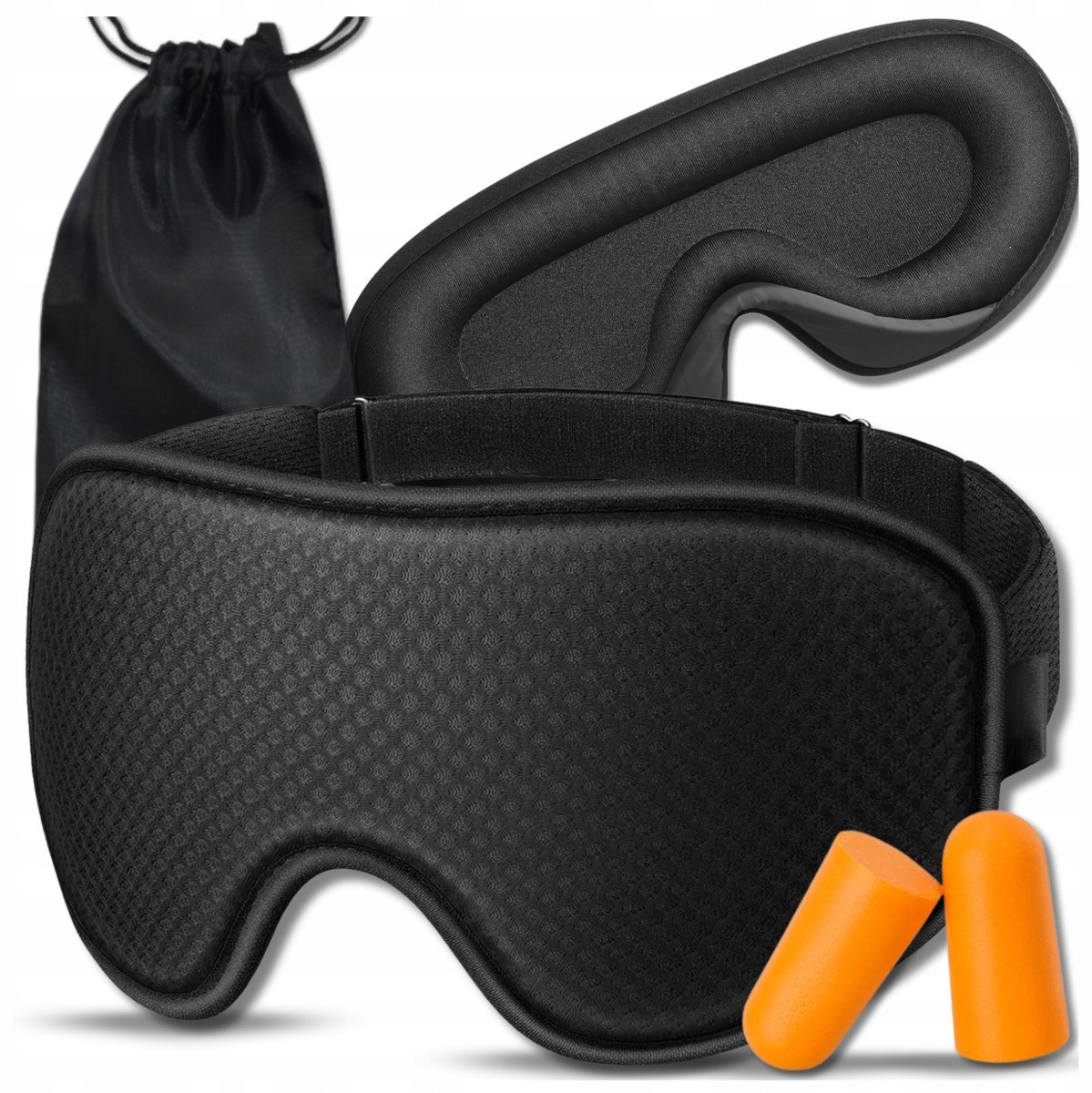 3D-slaapmasker met oordopjes en hoesje - volledige verduistering