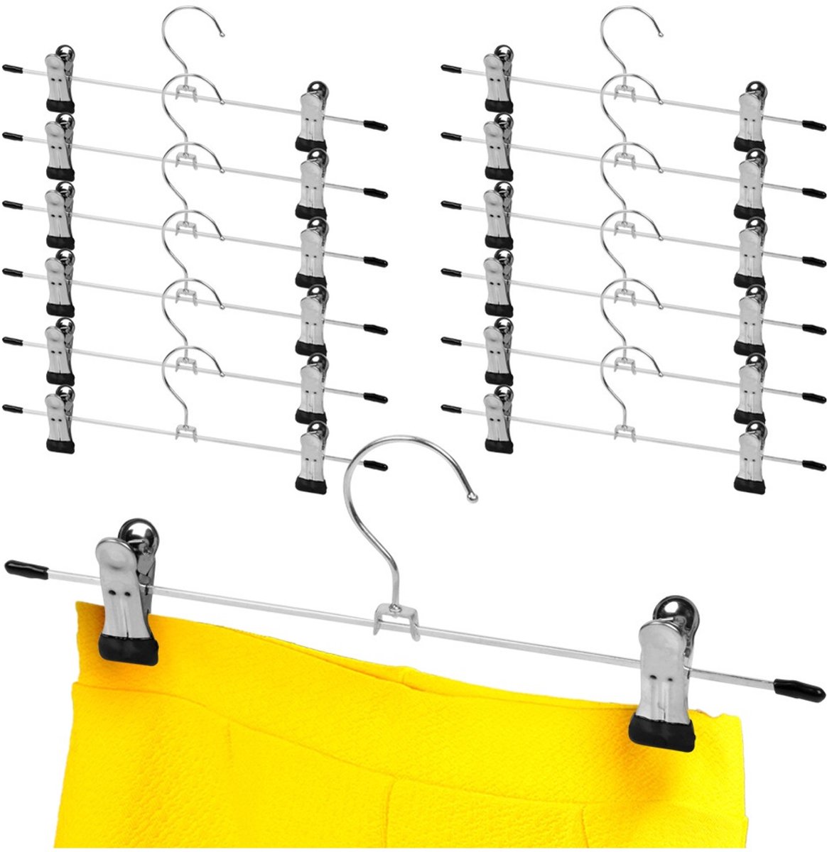 Broekhanger Metaal met Clips 12 stuks - Kleerhanger - Kleerhanges Broeken