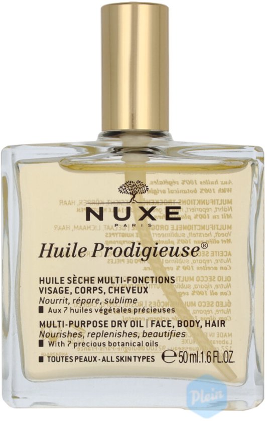 Nuxe Huile Prodigieuse multi-purpose dry oil in een glazen fles met gouden dop. 50 ml.