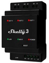 Shelly Pro 3 - 3-kanaals DIN-rail Relais - Potentiaalvrije Contacten - LAN, Wifi en Bluetooth - 16 A per Kanaal - 1 stuk